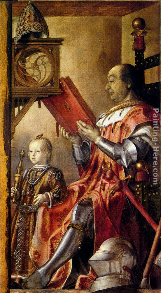 Federico Da Montefeltro With His Son Guidobaldo painting - Pedro Berruguete Federico Da Montefeltro With His Son Guidobaldo art painting
